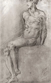 Images Dated 7th March 2008: Study of a male figure; drawing by Pontormo, in the Gabinetto dei Disegni e delle Stampe