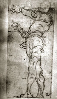 Images Dated 26th February 2008: Study of a male figure seen from below; drawing by Federico Barocci
