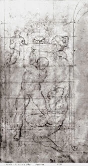 Images Dated 26th February 2008: Study of two male figures fighting. Drawing by Pontormo, in the Gabinetto dei Disegni e delle Stampe