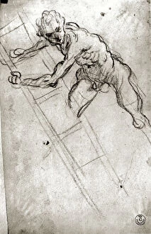 Images Dated 26th February 2008: Study of a male nude with a ladder; drawing by Federico Barocci