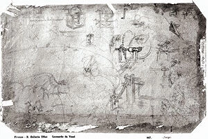 Images Dated 7th March 2008: Study of mechanical instruments. Drawing by Leonardo da Vinci