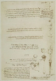 Images Dated 1st October 2009: Study on the movement of the objects: work of Leonardo da Vinci belonging to the Code A (2172)
