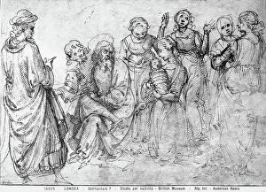 Images Dated 19th September 2008: Study of a Nativity. Drawing attributed to Ghirlandaio, in the British Museum in London