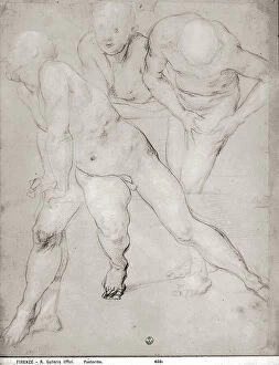 Images Dated 7th March 2008: Study of nude males in various positions. Drawing by Pontormo