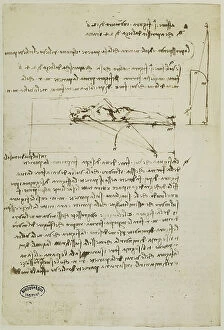 Images Dated 1st October 2009: Study of perspective of the human figure: work of Leonardo da Vinci belonging to the Manuscript A
