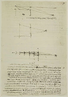 Images Dated 1st October 2009: Study of perspective: work of Leonardo da Vinci belonging to the Manuscript A (2172), c.37r