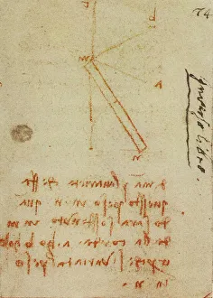Studio de Physique ; écrit appartenant au Codice Forster II, c.7v, réalisé vers 1508 et conservé au Victoria and Albert Museum de Londres