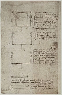 Images Dated 6th August 2009: Study on power and weight of bodies, written by Leonardo da Vinci, part of the Arundel Codex 263