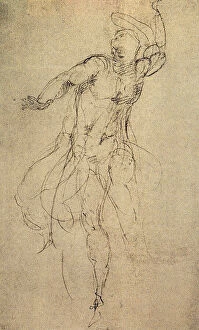 Images Dated 25th February 2011: Study for the Risen Christ, Michelangelo's drawing preserved in the Buonarroti House in Florence