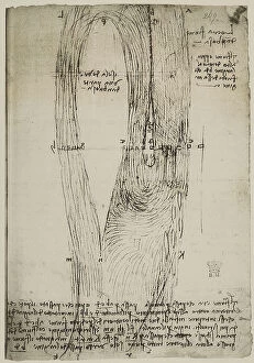 Images Dated 30th September 2009: Study on river flow, writings by Leonardo da Vinci, belonging to the Codex Arundel 263, c.269r