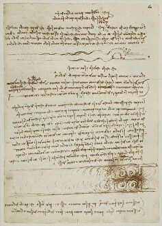 Images Dated 1st October 2009: Study of rivers; written by Leonardo da Vinci. Codex A (2172), c.60r, Institut de France, Paris