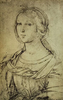 Images Dated 16th March 2011: Study of saint; drawing by Raphael. British Museum, London