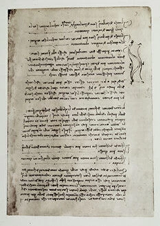 Images Dated 6th August 2009: Study on watercourses; writing of Leonardo da Vinci. Codex Arundel 263, c.30r