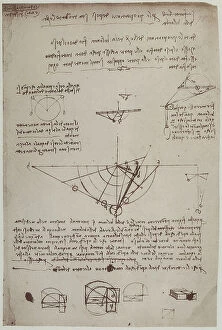 Images Dated 6th August 2009: Study on weight proportions, written by Leonardo da Vinci, part of the Arundel Codex 263, c.75r