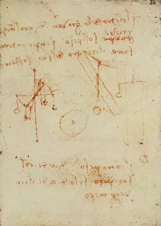 Studio dingegneria di pesi e leve appartenente au Codice Forster III, c.60r