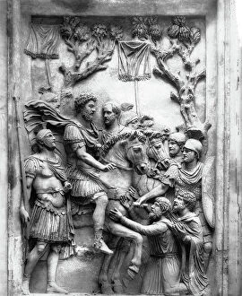Images Dated 28th August 2006: Submission of the Barbarians to Marcus Aurelius, marble relief from the Church of Santa Martina