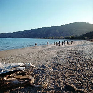 Images Dated 13th July 2011: Sunda Islands, Flores Island, group of fishermen on the beach