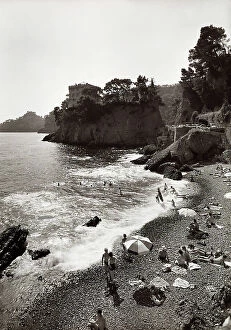 Images Dated 25th November 2011: Swimmers on a little beach on the Ligurian Coast