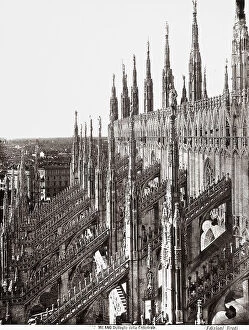 Images Dated 28th February 2008: Detail of the side of the Cathedral of Milan with buttresses and tall spires