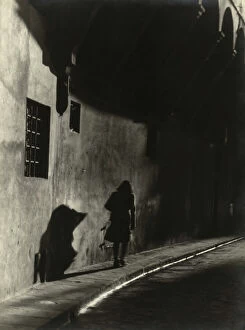 Images Dated 3rd December 2010: 'The Return.' Woman walking on a sidewalk at night