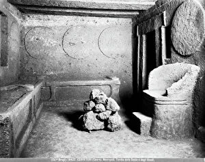 Images Dated 2nd March 2009: Detail of the Tomb of the Shields and Chairs, Cerveteri's Etruscan necropolis