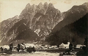 Images Dated 5th May 2011: The town of Cave del Predil (formerly Raibl), surrounded by the Cinque Punte of the Dolomites