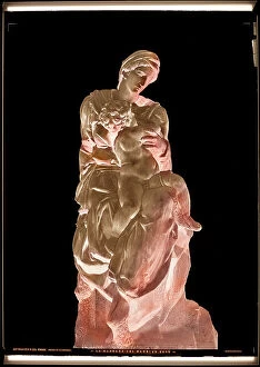 Florence Collection: Transparency of the sculpture Madonna and Child, marble, Michelangelo Buonarroti (1475-1564)