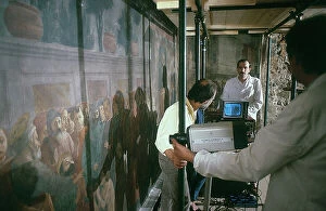 Images Dated 5th November 2009: Tuscany. Florence. Filming the restoration of the 'Brancacci Chapel'