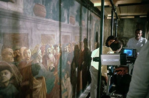 Images Dated 5th November 2009: Tuscany. Florence. Filming the restoration of the 'Brancacci Chapel'