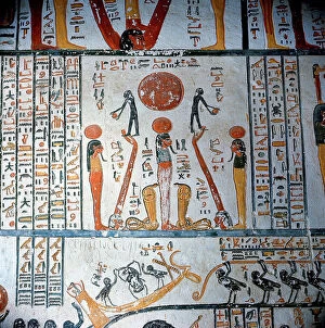 Images Dated 31st October 2011: The Valley of the Kings, the frescoes in the tomb of Tutankhamen