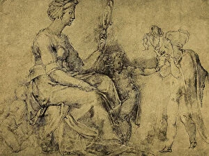Images Dated 8th March 2011: Vanity (?), drawing by Michelangelo. Gabinetto dei Disegni e delle Stampe, Uffizi Gallery, Florence