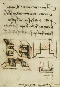 Mechanismus und physikalische Notizen; Zeichnung aus dem Codice Forster III, c.32r
