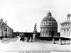 Images Dated 24th March 2009: View of the Baptistery and Piazza del Duomo with the Porta Nuova, Pisa
