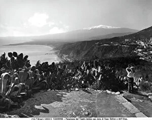 Images Dated 17th November 2011: View of Capo Schis and of the Etna from the Greek Theatre of Taormina
