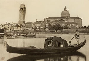 Images Dated 23rd April 2012: View of the Church and bell tower of S. Pietro in Castello, with a Venetian gondola in