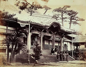 Images Dated 21st November 2011: View of the Daidoongi Temple at Nagasaki. Two monks are portrayed on the flight of steps leading