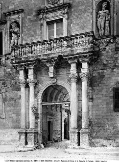 Images Dated 5th April 2012: View of the entrance portal, faade of the ducal palace in San Cesario di Lecce, Apulia