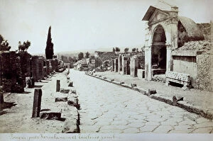 Images Dated 3rd November 2010: View of the famous Via dei Sepolcri (Street of Tombs) in the archaeological area of Pompeii