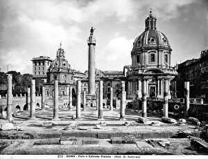 Images Dated 3rd April 2012: View of the Forum and Trajan's Column, with the Church of Santissimo Nome di Maria