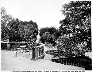 Images Dated 2nd April 2012: View of the garden of Villa delle Maschere in Mugello: a terrace with a curved balustrade is visible