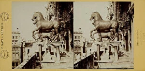Images Dated 25th January 2011: Side view of the gilded bronze horses on the faade of the Basilica of San Marco in Venice