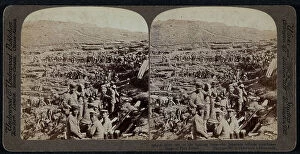 Images Dated 15th November 2011: View of the Japanese trenches during the siege of Port Arthur in Manchuria. Stereoscopic photography