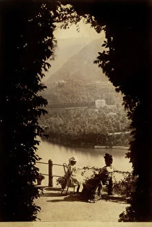 Images Dated 24th May 2011: View of the lake of Como framed by the plants of the garden of Villa Serbelloni in Bellagio; near
