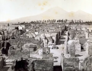 Pompei, panorama delle scavi con Vesuvio all'orizzonte