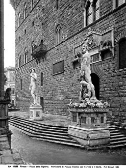 Images Dated 7th December 2012: View of Palazzo Vecchio, the David and the statue of Hercules and Kaki by Baccio Bandinelli