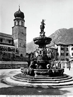 Images Dated 6th March 2009: View of Piazza Duomo in Trento with the fountain of Neptune, by Francesco Antonio Giongo