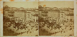 Images Dated 7th November 2011: View of piazza Parini, Livorno. Stereoscopic photograph