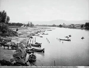 Florence Collection: View of the River Arno taken by the iron bridge (now Bridge St)
