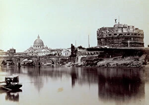 Images Dated 30th April 2010: View of Rome: in the foreground, a stretch of the river Tiber; to the right, Castel S. Angelo