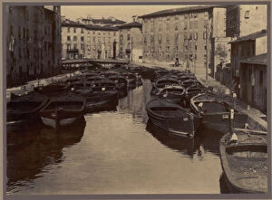 Images Dated 2nd September 2008: View of the Venezia quarter, in Leghorn. The canal is crowded with large boats lying at anchor